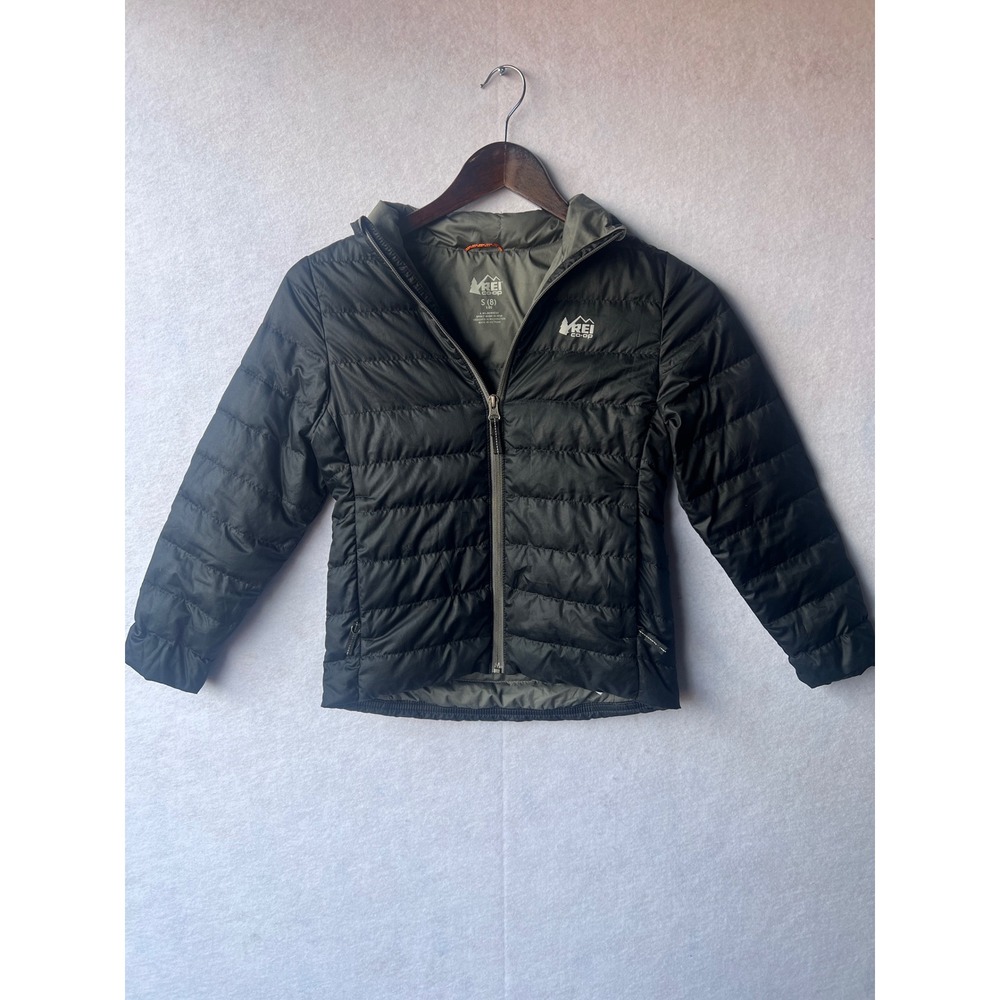 REI Co-op Kids 650 Down Jacket Black Puffer Full Zip Size S 8 268
